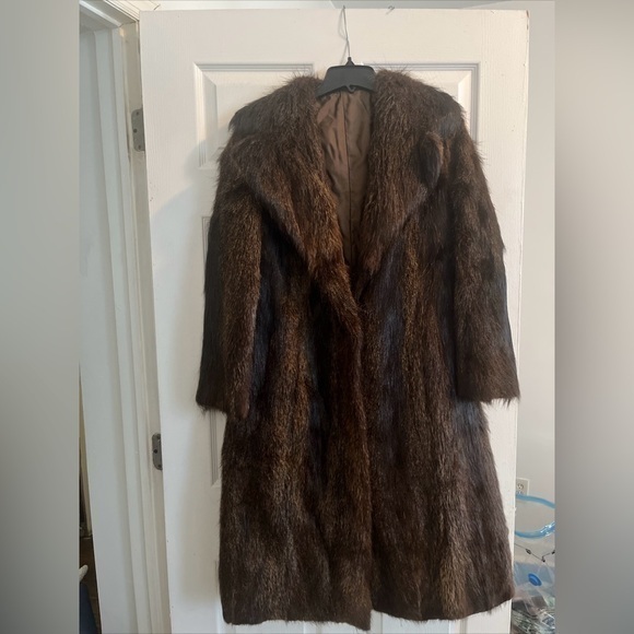 Jackets & Blazers - Women’s brown fox fur long coat. Style raincoat